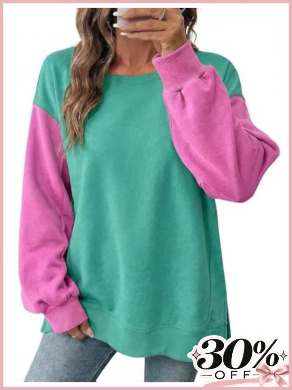 Crewneck Long Sleeve Pullover Sweatshirt Oversized Casual Top